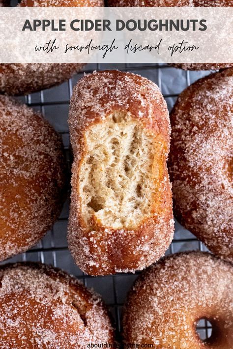 Apple Cider Donuts Recipe Sourdough, Fall Sour Dough Recipes, How To Make Bread With Kitchenaid, Sourdough Doughnuts Baked, Sourdough Apple Cider Muffins, Sourdough Doughnut Holes, Sourdough Discard Fall Recipes, Apple Cider Sourdough, Sourdough Fall Desserts