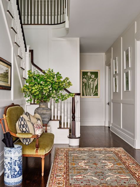 entryway Traditional Entryway, New Canaan, Wood Wallpaper, Happy Home, Comfy Chairs, Formal Living Rooms, Cozy Space, Chic Home, Interior Design Firms