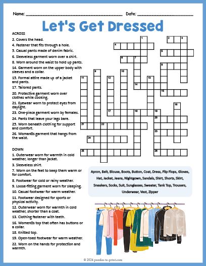 Free Printable Clothing Crossword Word Search Weather Crossword, Magic Squares Math, Free Printable Crossword Puzzles, Thanksgiving Puzzle, Clothes Words, Printable Crossword Puzzles, Puzzle Worksheet, Rebus Puzzles, Scramble Words