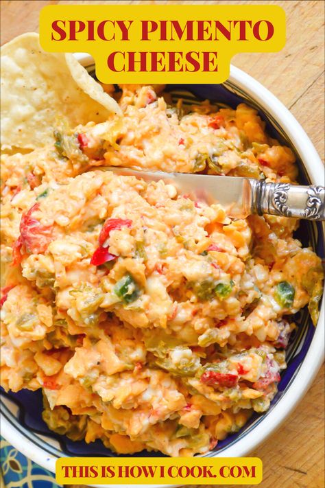 Pimento Cheese Recipe Spicy, Mexican Pimento Cheese, Spicy Cheese Spread, Jalapeno Pimento Cheese Dip, Jalapeño Pimento Cheese, Pimento Cheese With Jalapenos Recipe, Pimiento Cheese Recipe, Spicy Pimento Cheese Recipe, Canning Pimento Peppers For Pimento Cheese