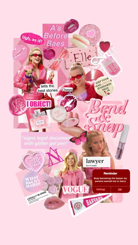 Elle Woods Aesthetic Bedroom, Elle Woods Moodboard, Elle Woods Ipad Wallpaper, Elle Woods Party, Legally Blonde Wallpaper Iphone, Elle Woods Aesthetic Wallpaper, Elle Woods Lockscreen, Elle Woods Collage, Legally Blonde Aesthetic Wallpaper