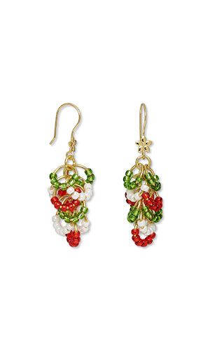 Jewelry Design - Earrings with Toho Beads® Seed Beads - Fire Mountain Gems and Beads Beaded Christmas Crafts, Christmas Earring Ideas, Christmas Accessories Jewelry, Diy Christmas Jewelry Ideas, Cheap Christmas Beaded Earrings, Traditional Christmas Beaded Jewelry, Christmas Beaded Jewelry, Christmas Festive Beaded Dangling Earrings, Christmas Earrings Diy