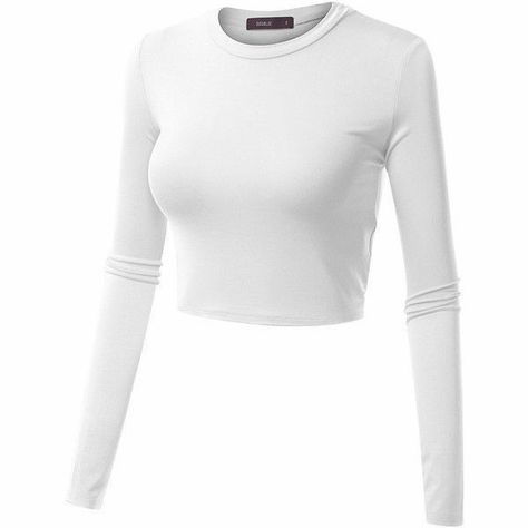 White Long Sleeve Shirt Cropped, White Long Sleeve Shirt Tight, White Long Sleeve Shirt Outfit Winter, White Full Sleeve Top Outfit, Long White Sleeve Shirt, Tight White Long Sleeve, White Basic Top, White Top Long Sleeve, Crop Top Blanc