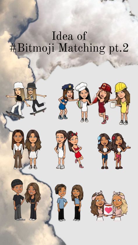 #bitmoji pt.2 Bitmoji Outfits Baddie, Snapchat Best Friends, Cute Snapchat Bitmoji Ideas, Snapchat Avatar, Bff Matching Outfits, Bitmoji Outfits, Bff Matching, 2 Best Friends, Easter Nail Designs