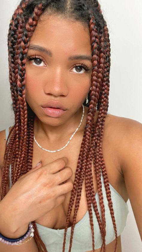 Burgundy/ginger colored braids 🧡🍊 Braid Inspiration, Colored Braids, Box Braids, Ginger, Beauty Makeup, Braids, Green, Makeup, Beauty