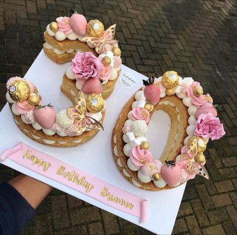 40th Birthday Number Cake, Number Cake With Butterflies, Pink And Gold Number Cake, Number Cake Chocolate, Rose Gold Number Cake, Number Cake 30, Number 30 Birthday Cake, 30 Number Cake, 28th Birthday Cake