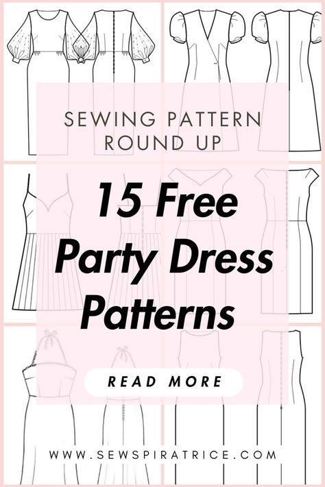 Get ready for the holiday season with these 15 free party dress sewing patterns! Perfect for Christmas and New Year's, this collection features a variety of styles to suit every occasion. Save this pin and start sewing today! Free Womens Dress Patterns, Fashion Sewing Pattern Free Dress, Party Dress Sewing Patterns, Easy Dress Sewing Patterns Free, Free Womens Sewing Patterns, Sewing Dress Patterns Free, Plus Size Dress Patterns Free, Slip Dress Pattern Free, Beginner Dress Pattern Free