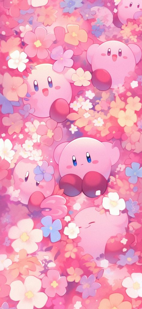 Kirby playing among the Flowers Art Wallpapers - Flowers Wallpaper Cute Kirby Wallpapers, Kirby Wallpaper, Cute Kirby, Flowers Wallpaper, Flowers Art, Wallpapers Hd, The Flowers, Kirby, Wallpapers