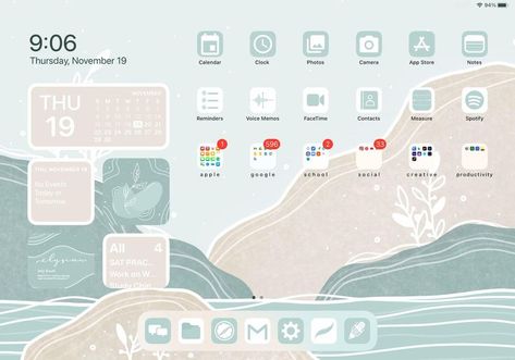 Ipad Design Layout, Ipad Widget Design, Ipad Design Inspiration, Apps Background, Ipad Wallpaper Ideas, Desktop Widgets, Ipad Homescreen Layout, Video Camera Icon, Ios Widgets