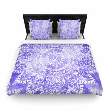 Nika Martinez "Boho Flower Mandala in Purple" Lavender Woven Duvet Cover Tie Dye Sheets, Boho Mama, Purple Duvet Cover, Tommy Bahama Bedding, Home Boho, Green Queen, How To Dress A Bed, Boho Bedding, Luxury Bedding Sets