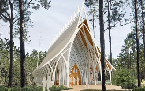 University of North Florida has opened a competition for their Interfaith Chapel.  Although this is supposed to be open to several religions, it has a very strong Gothic cathedral feel.  I love it. Traditional Pavilion, Gothic Architecture Interior, University Of North Florida, Architecture Cool, Church Building Design, Unusual Buildings, North Florida, Sacred Architecture, Old Churches