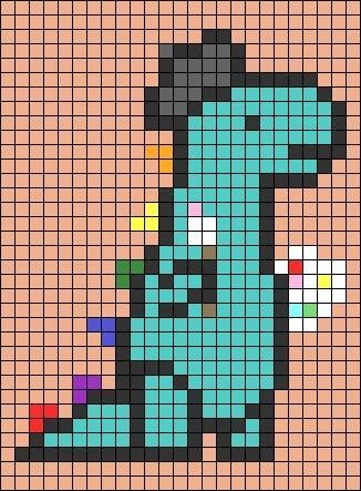 Pixel Art Pattern Words, Cute Hama Beads Patterns, Dino Cross Stitch Pattern, Pixel Art Grid Pattern, Pixel Art Pattern Easy Cute, Hama Beads Patterns Animals, Fun Pixel Art, 16 X 16 Pixel Art, Cool Pixel Art Grid