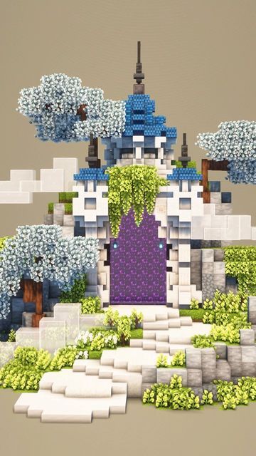 Minecraft Builds Nether Portal, Minecraft Cute Portal, Minecraft Fantasy Portal, Nether Portal Ideas, Nether Base, Minecraft Portal Design, Nether Portal Design, Fantasy Builds, Minecraft Portal