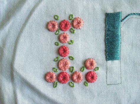 Beautiful and unusual monograms. Learning To Embroider, New Embroidery, Embroidery Monogram, Brazilian Embroidery, French Knots, Linens And Lace, Silk Ribbon Embroidery, Embroidery Needles, Blanket Stitch