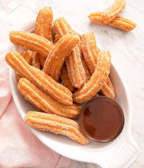 Mexican Chocolate Sauce, Homemade Churros Recipe, Chef Billy Parisi, Homemade Churros, Chocolate Dipping Sauce, Churros Recipe, Preppy Kitchen, Mexican Chocolate, Americas Test Kitchen