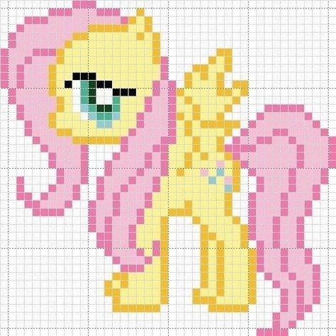 Mlp Pixel Art, Fluttershy Mlp, Melty Bead Patterns, Easy Perler Beads Ideas, Easy Pixel Art, Pixel Art Templates, Pony Bead Patterns, Pixel Drawing, Pixel Art Grid