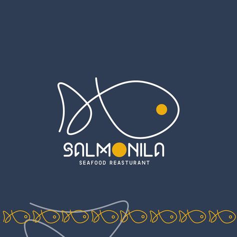 Logo for Salmonila Seafood Restaurant - Branding logoconcept #graphicdesignuilogos #logocollection #logodevelopment. Seafood Logo Design Ideas, Fish Logo Design Ideas, Fish Restaurant Logo, Seafood Restaurant Logo, Fish Logo Design, Logo Design Women, Sushi Logo, Cafe Logo Design, Fish Restaurant