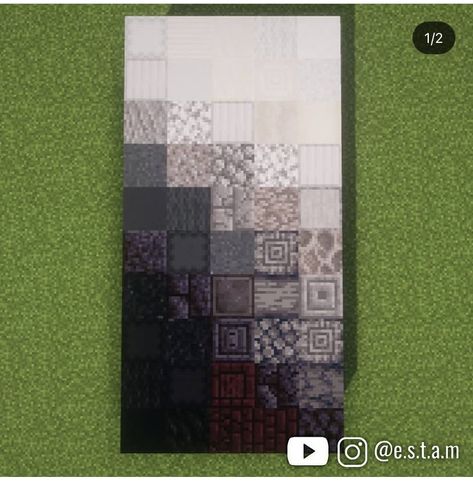 Minecraft Quartz Build Ideas, Minecraft Blackstone Palette, Minecraft White Color Palette, The Owl House Minecraft Build, Minecraft Castle Palette, Bone Block Minecraft House, Minecraft Rug Ideas, Minecraft Concrete Recipe, Minecraft Villain Base