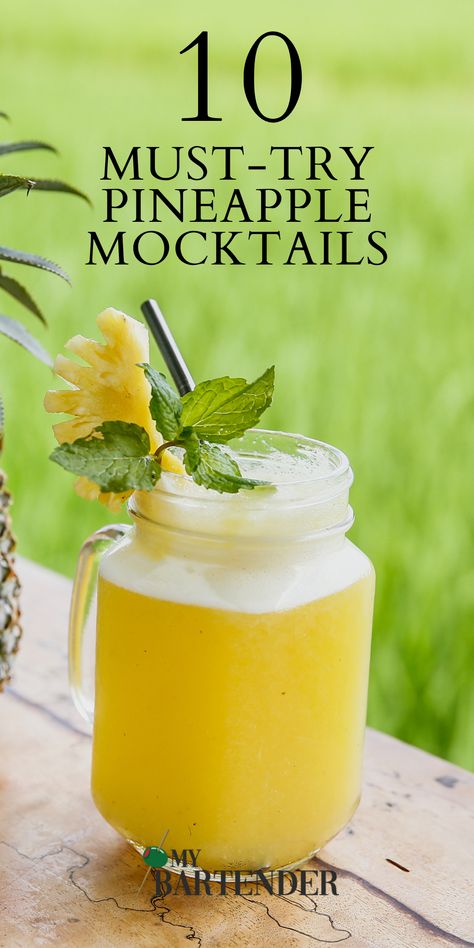 From poolside gatherings to intimate soirées, a pineapple mocktail provides a captivating blend of tangy, juicy, and subtly acidic notes, promising a sensorial journey that captures the essence of a summer getaway. In this article, we explore the art of crafting pineapple-infused mocktails, celebrating the fruit’s versatility and the creativity it inspires in the world of beverages. #pineapple #drinks Sparkling Pineapple Mocktail, Pineapple Juice Cocktails Non Alcoholic, Pineapple Juice Recipes Drinks, Pineapple Juice Drinks Healthy, Pineapple Juice Uses, Flaming Pineapple Mocktail, Pineapple Mojito Mocktail, Pineapple Juice Mocktail, Pineapple Juice Mocktail Non Alcoholic