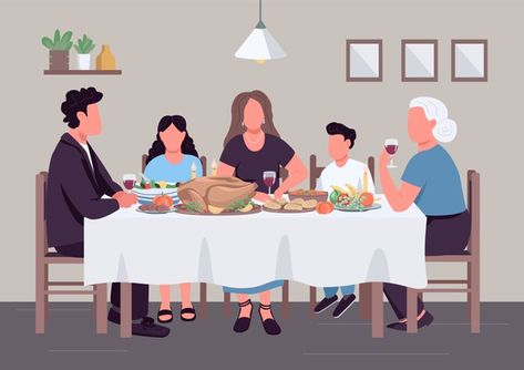 Ilustración de color plano de cena famil... | Premium Vector #Freepik #vector #comida #familia #mujer #hombre Family Dinner Illustration, Life Plan Template, Family Illustrations, Vector Illustration People, Holiday Lunch, 2d Cartoon, Illustration People, Indian Family, Visual Metaphor