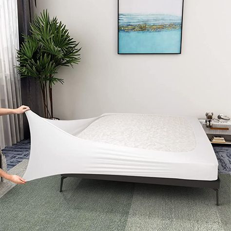 Amazon.com: Box Spring Cover King Size - Jersey Knit & Stretchy Wrap Around 4 Sides Bed Skirt for Hotel & Home - King/Cal King, White : Home & Kitchen King Size Bed Skirt, Box Spring Cover, Hiding Ugly, Box Spring Bed, Bed Skirts, Hotel Home, Mattress Box Springs, Bed Skirt, Bedding Stores