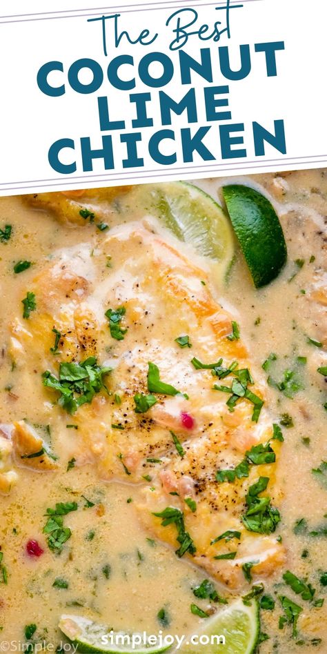 Coconut Lime Chicken is an easy one pot recipe that is full of delicious flavor. Your family will love this fantastic dinner recipe. Coconut Chicken Recipe, Lime Chicken Recipes, Coconut Lime Chicken, Lime Recipes, Coconut Chicken, Easy Chicken Dinner Recipes, Chicken Thigh Recipes Oven, Lime Chicken, Coconut Recipes