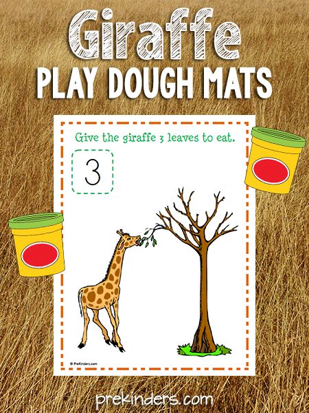 These Giraffe Play Dough Mats will help your students practice counting and fine motor skills. I have several new ideas sketched out for play dough math mats, and as I create them, I will add them to the blog. I will also make a new webpage where you will be able to locate all of the play dough math mats I make. [Update: the webpage with more play dough mats is Safari Preschool, Math Playdough Mats, Montessori Spring, Handas Surprise, Tk Ideas, Counting Mats, Zoo Crafts, Safari Activities, Giraffes Cant Dance