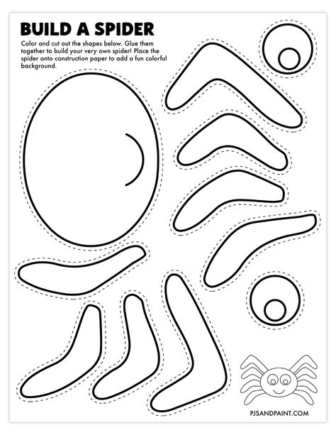 build a spider printable Fall Themed Activities For Kindergarten, Classification Worksheet Preschool, Letter I Halloween Crafts, Halloween Art Kindergarten Easy, Spider Cut Out Template, Halloween Cut And Paste Crafts For Kids, Halloween Activity Printables Free, Build A Halloween Printable, Spider Theme Preschool Activities