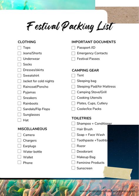 Festival Packing List Rave Packing List, Leeds Outfits, Festival Camping Checklist, Leeds Festival Outfits, Festival Packing, Traveling Packing, Festival Packing List, Festival List, Music Festival Camping