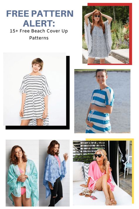 https://www.onthecuttingfloor.com/free-pattern-alert-15-free-beach-cover-up-patterns/ Beach Dresses Diy, Cover Up Pattern, Beach Coverup Pattern, Floor Printable, Kimono Swim Cover Up, Kimono Beach Cover Up, Plus Size Sewing Patterns, Plus Size Sewing, Modern Sewing Patterns