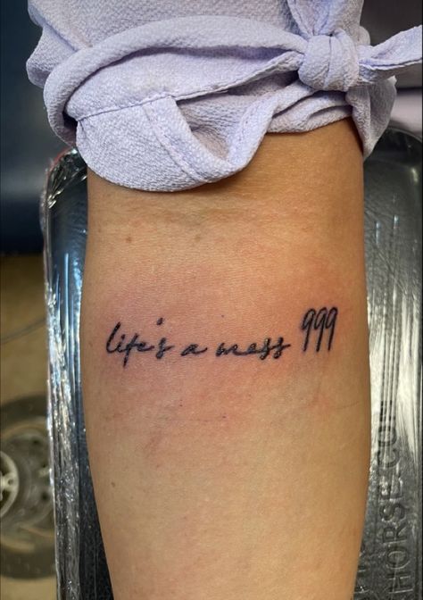 Lifes A Mess Tattoo, 999 Tattoo, 444 Tattoo, Think Tattoo, Rib Tattoos For Women, Brush Tattoo, Remembrance Tattoos, Clever Tattoos, Chest Tattoos For Women