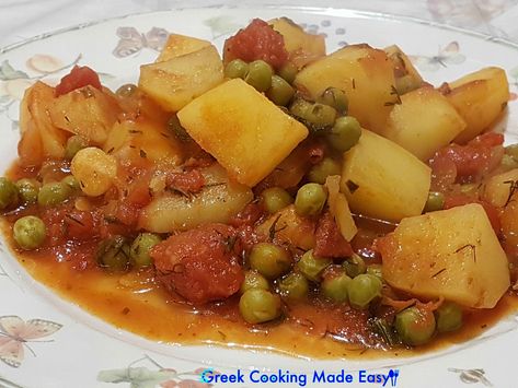 Greek Peas, Lenten Recipes, Greek Potatoes, Lent Recipes, Stewed Potatoes, Greek Cooking, Greek Dishes, Greek Style, Mediterranean Diet Recipes