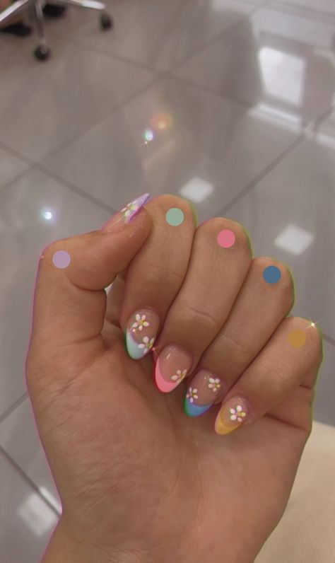 Teen Nails, Kids Nail Designs, Girls Nail Designs, Cute Simple Nails, Daisy Nails, Simple Gel Nails, Girly Acrylic Nails, Summery Nails