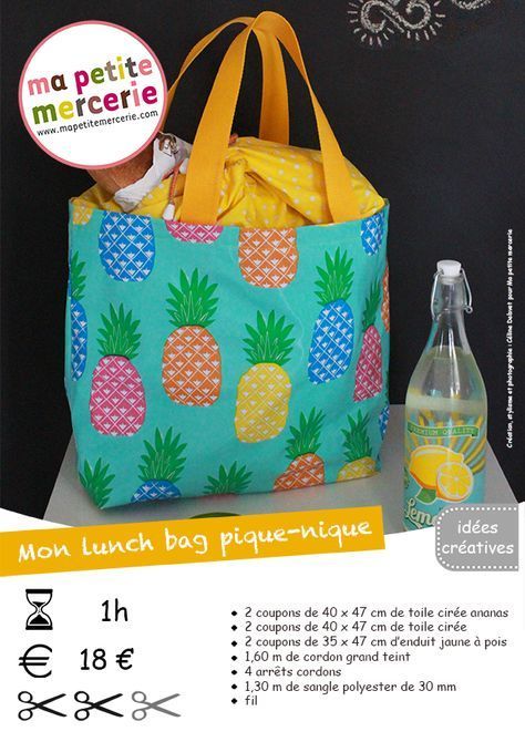 Tuto lunch bag pour pique-nique Plus Diy Lunch Bag, Diy Lunch, Sac Lunch, Bag Essentials, Couture Sewing, Bags Tutorial, Diy Couture, Sewing Gifts, Fabric Storage