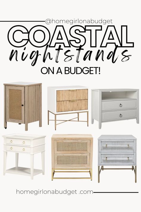 Coastal nightstand, coastal bedside table, rattan nightstand, cane nightstand, modern nightstand, modern bedside table, blue nightstand, blue bedside table, cane end table, cane side table, white nightstand, white bedside table, nightstand with drawers, modern nightstand, modern bedside table, modern end table, coastal modern decor, coastal modern bedroom, coastal modern home Modern Coastal Bedroom Furniture, Coastal Night Stand Ideas, Coastal Bedroom Nightstands, Coastal Nightstand Bedroom, Bedroom Coastal Modern, Beach House Night Stand, Beachy Side Tables Night Stands, Coastal Nightstands, Coastal Bedside Table