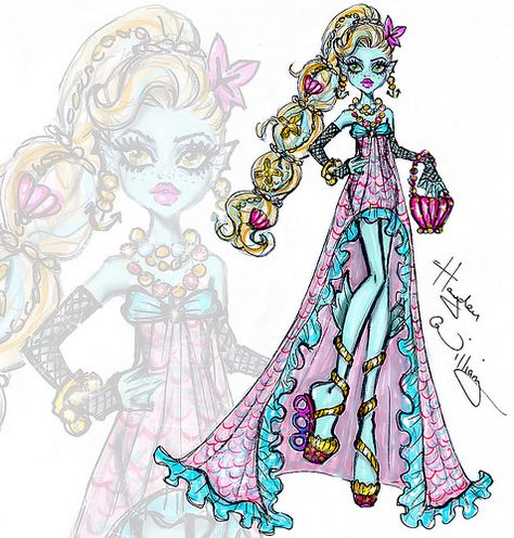 Monster High 'Sea Style' Lagoona Blue by Hayden Williams | Flickr - Photo Sharing! Hayden Williams Fashion, Arte Monster High, Hayden Williams, Moster High, Catty Noir, Lagoona Blue, Monster High Art, Monster High Characters, Fashion Design Drawings