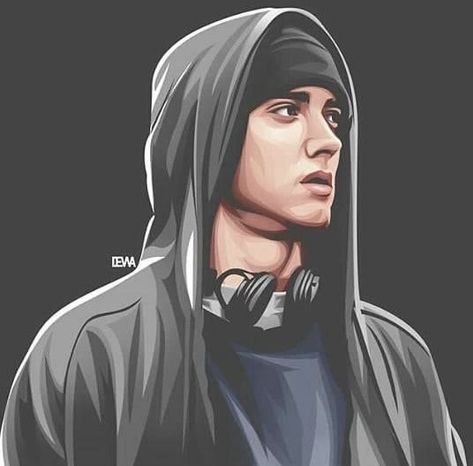 B Rabbit, Eminem Tattoo, Eminem Style, Eminem Drawing, Eminem Funny, Skateboard Photos, Vector Portrait Illustration, Christ Tattoo, Hip Hop Artwork