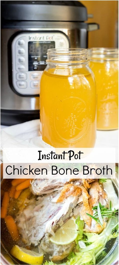 chicken bone broth pressure cooker recipe photo collage Instant Pot Bone Broth, Bone Broth Instant Pot, Dehydrated Recipes, Chicken Bone Broth Recipe, Simple Soups, Improving Digestion, Homemade Bone Broth, Chicken Bone Broth, Lamb Recipe