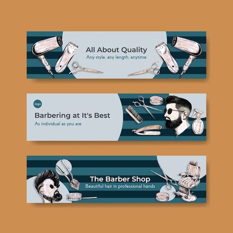 Free vector banner template with barber ... | Free Vector #Freepik #freevector #barbershop-banner #barber-pole #barber-shop #barber-scissors Shop Banner Design, 10 Logo, Its A Boy Banner, Barbershop Design, Instagram Story Template, Banner Template, Post Templates, Poster Template, Brochure Design