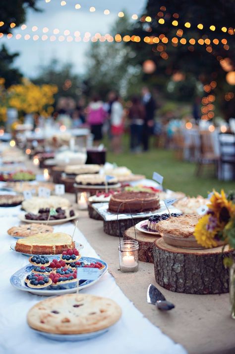 Potluck Wedding, Backyard Bbq Wedding, Wedding Cake Tree, Diy Outdoor Weddings, Rustic Wedding Table Decor, Romantic Rustic Wedding, Rustic Backyard, Bbq Wedding, Rustic Mason Jars