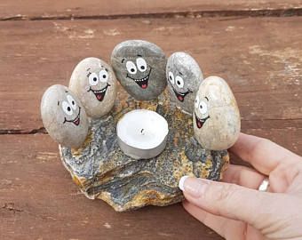 Rock candle holder