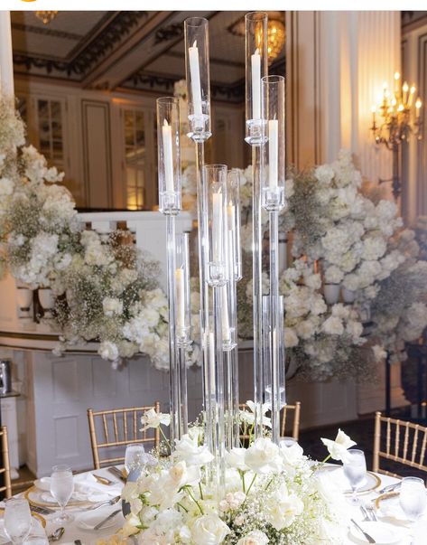 Candelabra Wedding, Candelabra Centerpiece, Clear Candles, Candle Decoration, Crystal Candelabra, Candle Wedding Centerpieces, Wedding Design Decoration, Base 10, Pillar Candle Holders