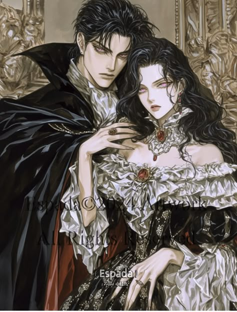 Vampire Couple Aesthetic, Vampire Couple Art, Vampire Couple, Gothic Couple, Vampire Pictures, Anime Show, Rennaissance Art, Vampire Art, Goth Art