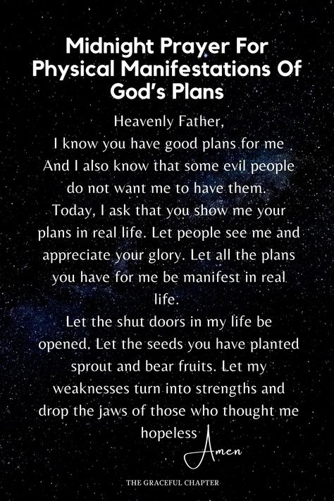 Midnight prayer for physical manifestations of God’s plans Prayers For Dreams And Visions, Midnight Affirmations, Prayer For Manifestation, Midnight Warfare Prayers, Powerful Midnight Prayers, Prayers For Nightmares, Midnight Prayer For Breakthrough, Midnight Prayer Declarations, Manifesting Prayer