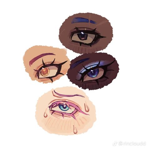 Kidcore Face Drawing, Eye Shapes Drawing Character Design, Jelly Art Style Eyes, Hooded Eyes Drawing, Eyes In Different Art Styles, Pretty Eyes Drawing, Eye Close Up Drawing, Eyes Art Styles, Blood Splatter Reference Drawing