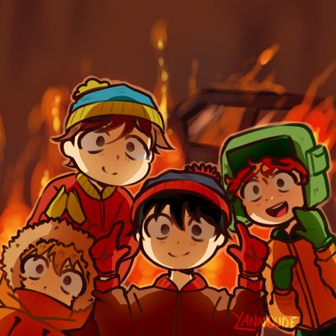 — The Four Boys﹕South Park — Kyle X Eric South Park, South Park Christmas Fanart, Terence And Philip South Park, The Main 4 South Park, South Park Christmas Pfp, South Park Halloween Pfp, South Park Main Four, Main 4 South Park, South Park Bingo