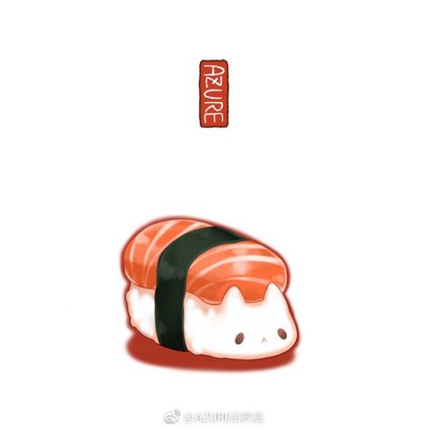 - This is #nigiri. You can see the topping is #fishmeat served on the top of #rice, tied by #nỏi strip - #nekocat Animal Shaped Foods, Sushi Drawing, Chibi Food, Cats Art Drawing, Sushi Cat, Food Illustration Art, Kawaii Illustration, Cute Food Drawings, Cute Food Art