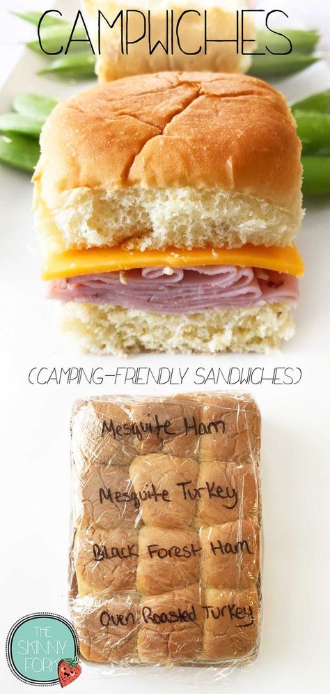 These Campwiches are mini camping-friendly sandwiches made with a variety of meat and packed in a clever way that's perfect for your next camping trip or even a picnic! TheSkinnyFork.com | Skinny & Healthy Recipes Picnic Sandwiches Recipes, Hiking Lunch Ideas Backpacking Food, Sandwiches For Camping, Travel Sandwiches, Camping Sandwiches, Rv Snacks, Travel Meals, Mini Meals, Picnic Sandwiches