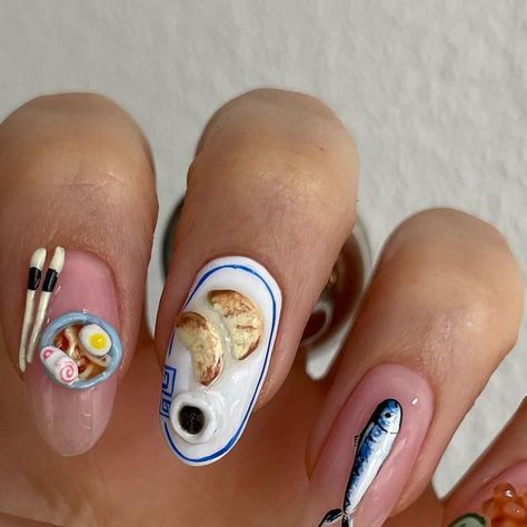 Yeswhat Nails on Instagram: "Can you tell that I am obsessed with food nails?" Food Nails Designs, Quirky Nails, Food Nail Art, Face Nails, Food Nails, Minimal Nails Art, Makeup And Beauty Blog, Minimal Nails, Really Cute Nails