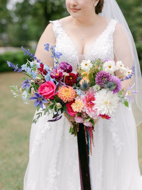 Jewel-Tone Bouquet for Wedding at Sotto Sotto in Atlanta, Georgia Wedding Flower Arrangements Purple, Dahlia Bridal Bouquet, Dahlia Wedding Bouquets, Dahlia Wedding, Wedding Bouquet Ideas, Burgundy Dahlia, Dahlias Wedding, Bouquet For Wedding, Dahlia Bouquet